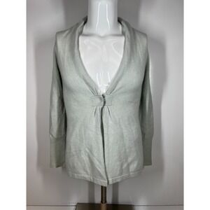 Worth 100% Cashmere Grey Long Sleeve Snap Blouse Christmas Gift Womens SZ Small